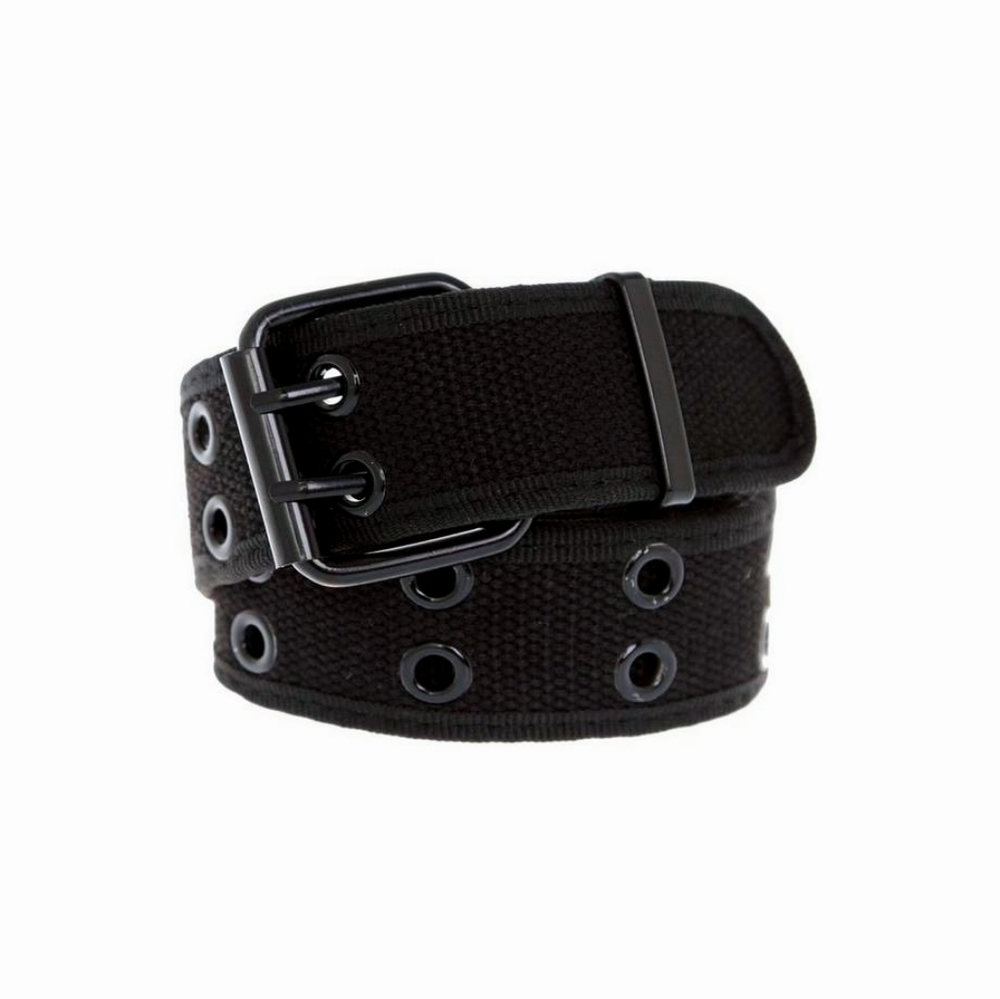 2X Hot Topic Two-Row Black Canvas Grommet Belt
